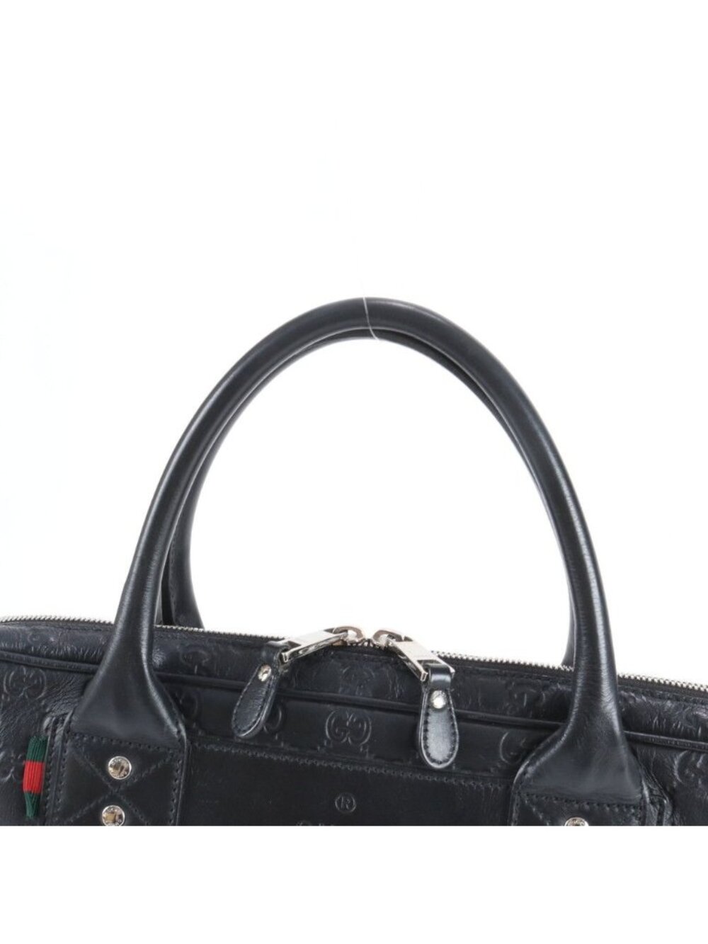 ★SOLD★ Gucci Guccissima Leather Business Document Briefcase Tote Black - Picture 2 of 9